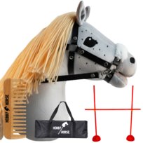 ZESTAW HOBBY HORSE KOŃ NA KIJU A4 + PRZESZKODA DO SKAKANIA 120 CM + GRZEBIEŃ [M-H410-Z1]