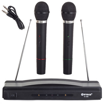 Zestaw karaoke 2x mikrofon bezprzewodowy + stacja - VERK GROUP