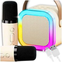 ZESTAW KARAOKE BEZPRZEWODOWY PRZENOŚNY 2x MIKROFON + GŁOŚNIK BLUETOOTH RGB