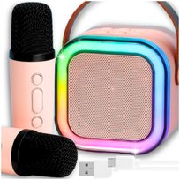 ZESTAW KARAOKE BEZPRZEWODOWY PRZENOŚNY 2x MIKROFON + GŁOŚNIK BLUETOOTH RGB