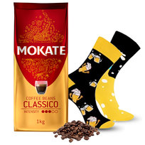 Zestaw Kawy Ziarnistej Mokate Classico 1kg Mocno Palona + skarpety