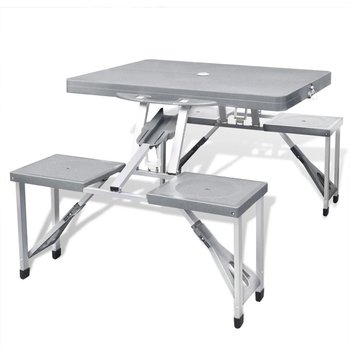 Zestaw kempingowy stół+krzesła aluminium kolor szary - vidaXL