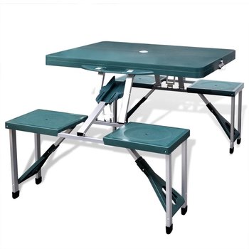 Zestaw kempingowy stół+krzesła aluminium kolor zielony - vidaXL