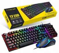 ZESTAW KLAWIATURA GAMINGOWA HYBRYDOWA PODŚWIETLENIE RGB LED + MYSZ MYSZKA