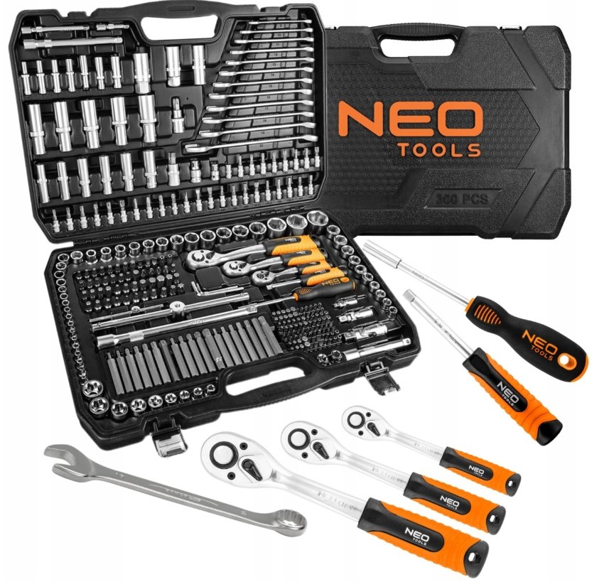 ZESTAW KLUCZY NASADOWYCH KLUCZE NASADOWE NEO TOOLS WALIZKA NARZEDZIOWA