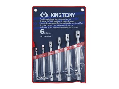 Zestaw kluczy nasadowych przegubowych KING TONY 1A06MR, 8-19 mm