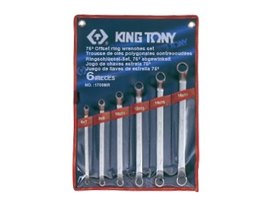 Zestaw kluczy oczkowych odgiętych 75° KING TONY 1706MR, 6-17 mm