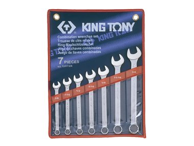 Zestaw kluczy płasko-oczkowych KING TONY 1207SR, 3/8-3/4''