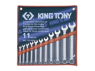 Zestaw kluczy płasko-oczkowych KING TONY 1211SR01, 1/4-1''