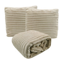 Zestaw Koc 150X200 + 2X Poszewka Pled Narzuta Ciepły Wytłaczany Wzór Beż