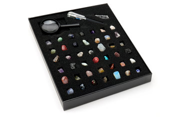 Zestaw kolekcjonerski Kamienie Zbiór minerałów naturalnych zestaw 43 kamieni lupa - Tadekmark