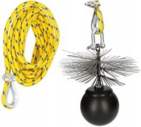 ZESTAW KOMINIARSKI DO CZYSZCZENIA KOMINA 1,3KG SZCZOTKA Fi 150mm LINA 10m