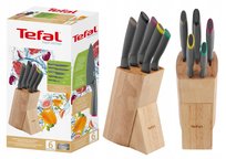 ZESTAW KOMPLET 5 NOŻY ZE STALI NIERDZEWNEJ TEFAL FRESH KITCHEN + BLOK