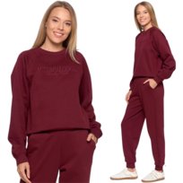 ZESTAW KOMPLET DRES DAMSKI BLUZA Z NAPISEM I SPODNIE DRESOWY MORAJ 2XL RED