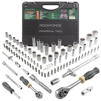Zestaw komplet narzędzi narzędzia nasadki bity grzechotka adaptery 94el walizka ROCKFORCE - Rock Force