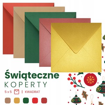 Zestaw kopert ozdobnych kolorowych kwadratowych NK mix kolorów Święta 25 szt. - na zaproszenia laurki kartki świąteczne drobne upominki - Netuno