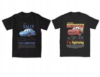 ZESTAW KOSZULEK DLA PAR AUTA ZYGZAK I'm Lightning Cars Mcqueen sally Atram