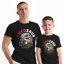 Zestaw Koszulek dla Taty Syna Ojca Dziecka Tatozaur Synozaur Dwie Koszulki