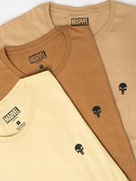 ZESTAW KOSZULEK MĘSKICH 3 SZTUKI T-SHIRT Beż Brąz MARVEL PUNISHER LOGO S