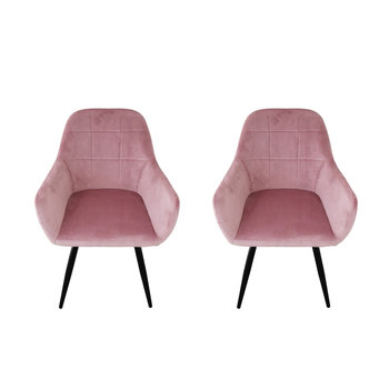 Zestaw krzeseł 2szt różowe krzesła welurowe fotele miękkie - BITUXX