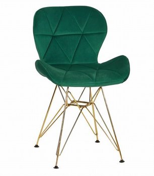 Zestaw krzeseł 4 szt do salonu, biura, gabinetu i jadalni LARA - Zielony aksamit / Nogi Złote - MUFART