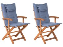 Zestaw krzeseł ogrodowych BELIANI Maui, brązowo-niebieskie, 93x42x47,5 cm, 2 szt.
