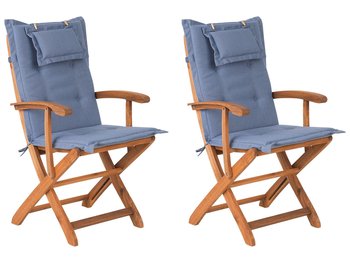 Zestaw krzeseł ogrodowych BELIANI Maui, brązowo-niebieskie, 93x42x47,5 cm, 2 szt. - Beliani
