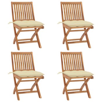 Zestaw krzeseł ogrodowych drewnianych tekowych 4 s - Zakito Europe