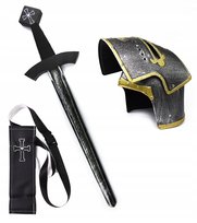 ZESTAW KRZYŻACKI MIECZ HEŁM POCHWA STRÓJ RYCERZ PRZEBRANIE DLA DZIECKA