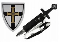 Zestaw Krzyżacki Rycerza Miecz Pochwa Tarcza Mała Przebranie Dla Dziecka