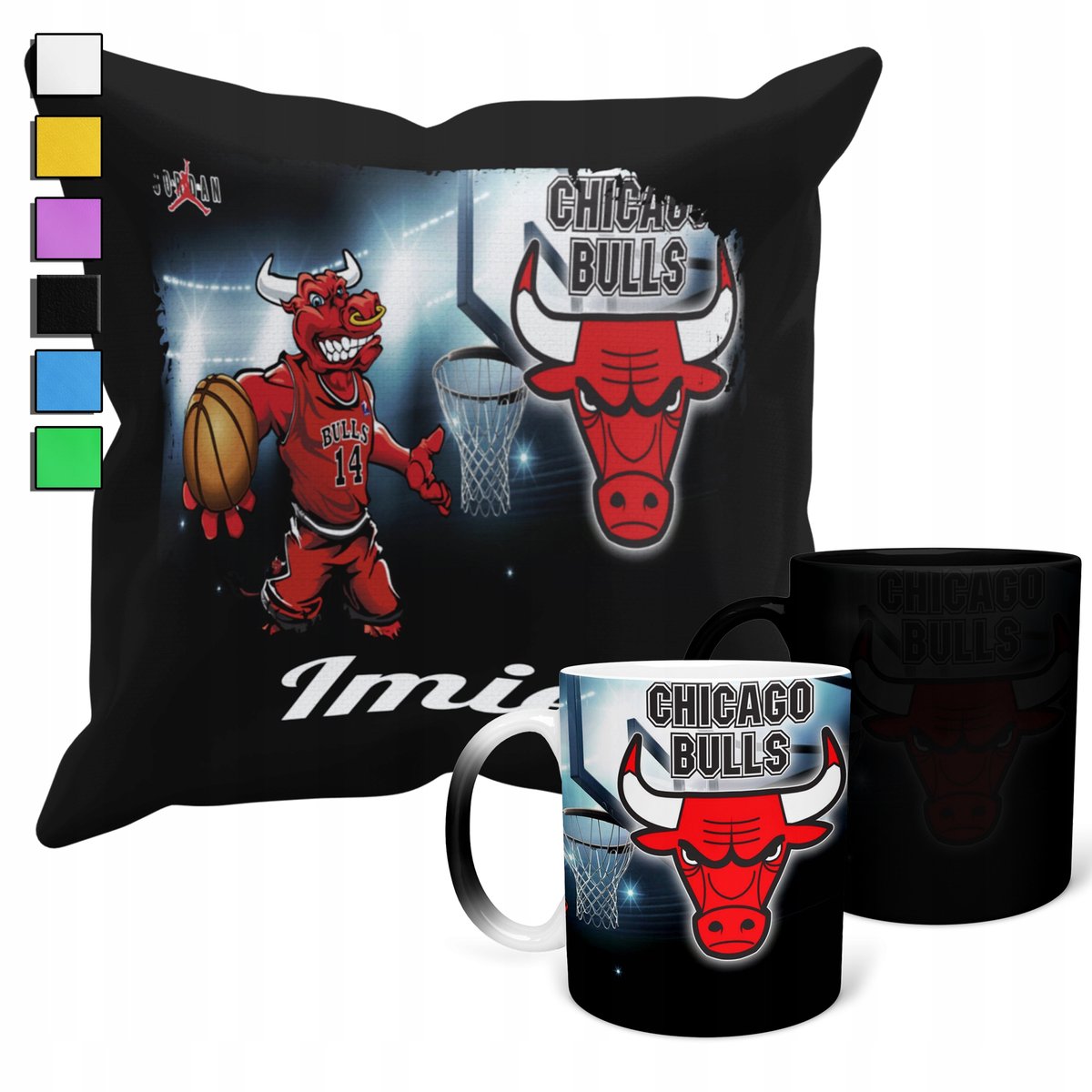 Zestaw Kubek Magiczny Zmieniający Kolor + Poszewka Nba Chicago Bulls+ ...