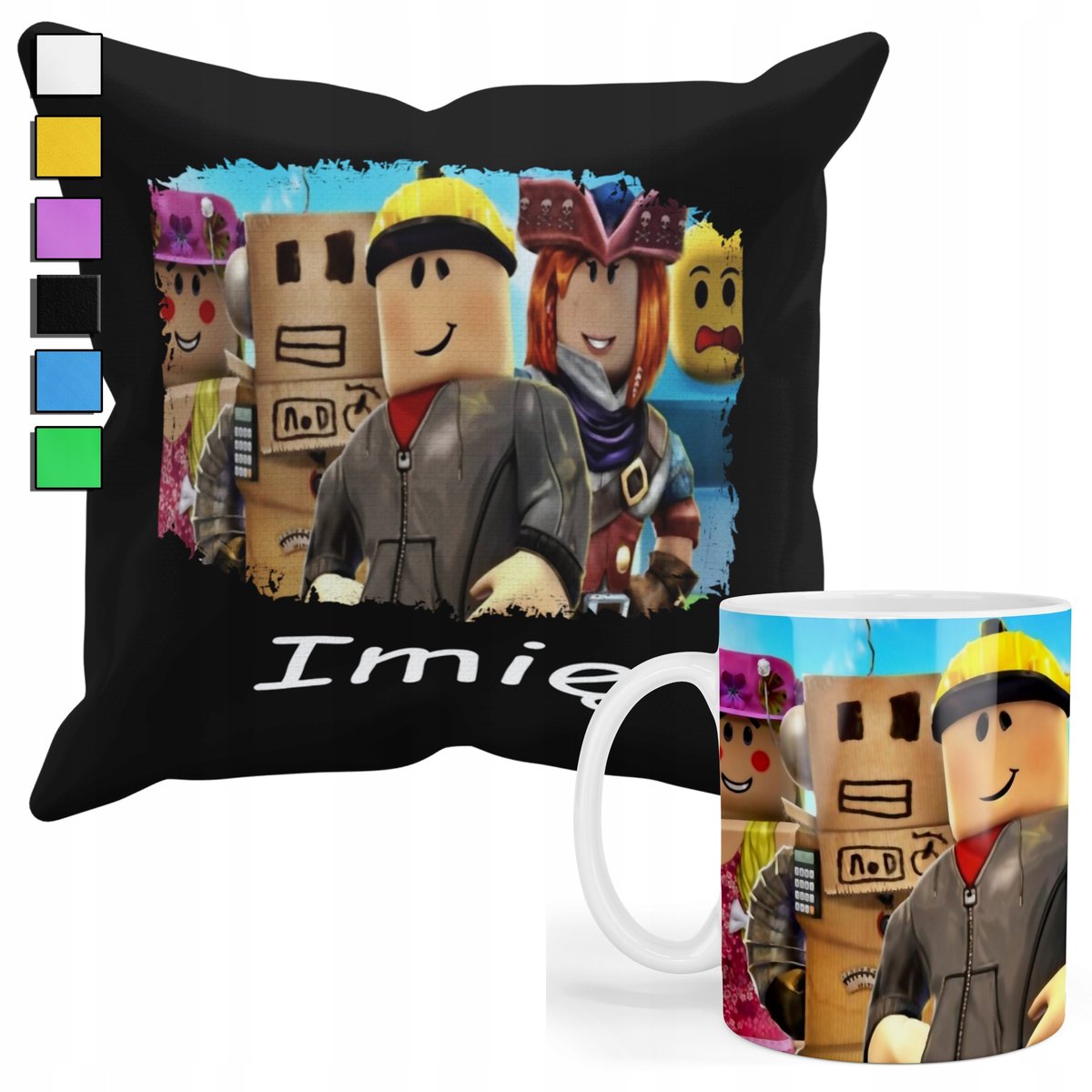 Zestaw Kubek + Poduszka Z Poszewką- Prezent Dla Fana Gry Roblox+ Imię ...