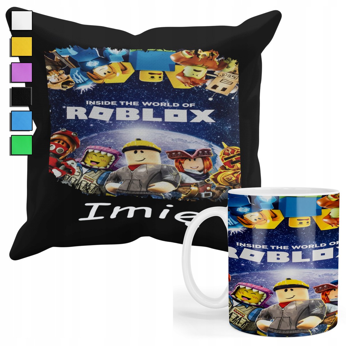 Zestaw Kubek + Poduszka Z Poszewką- Prezent Dla Fana Gry Roblox+ Imię ...