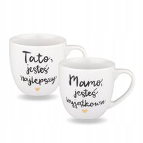 Zestaw Kubków 300 ml na Prezent - Dla Mamy i Taty - ZŁOTE SERCA