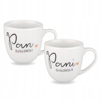 Zestaw kubków 300 ml - Pan i Pani z Twoim nazwiskiem ZŁOTE SERCE