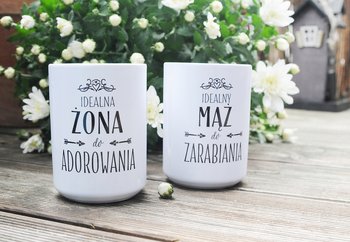 Zestaw kubków ceramicznych Idealny mąż i żona, dla małżeństwa, 450 ml, Sowia Aleja - Inny producent