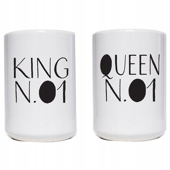 Zestaw kubków ceramicznych KING N.01/QUEEN N.01, KING/QUEEN, dla pary, 450 ml, Sowia Aleja - Inny producent