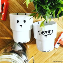 Zestaw kubków porcelanowych PANDA LOVE Jedrki białe