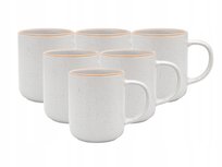 Zestaw Kubków Z Kamionki Mg Home Artena White 6 Szt.X400 Ml Do Kawy Herbaty