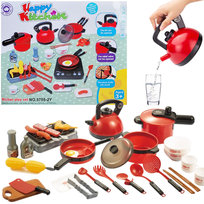 ZESTAW KUCHENNY KUCHNIA GARNKI CZAINIK SZTUĆCE AKCESORIA KUCHENNE CZERWONE