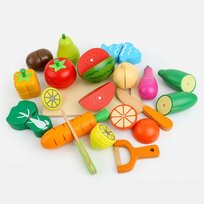 Zestaw Kuchenny XXL Drewniane Warzywa i Owoce do Krojenia na Magnes