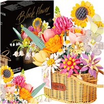 Zestaw Kwiaty Klocki W Wiklinowym Koszu Dekoracja 3d Dla Dorosłych I Dzieci