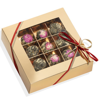 Zestaw Kwitnących herbat 9szt PREZENT podziękowanie różne SMAKI BOMBONIERKA - Inna marka