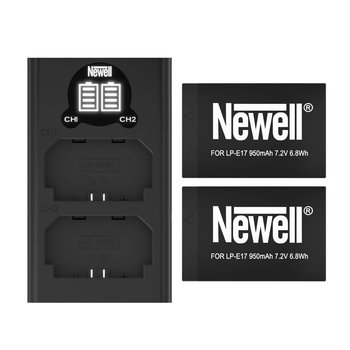 Zestaw ładowarka dwukanałowa Newell DL-USB-C i dwa akumulatory LP-E17 do Canon - Newell