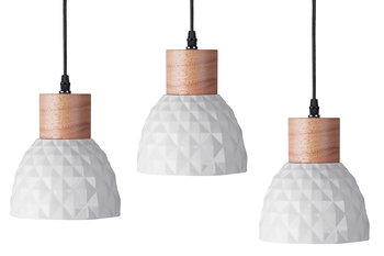 Zestaw lamp wiszących 3 szt. KARI biały, Ø16 x 17,5, ceramika/drewno  - Konsimo