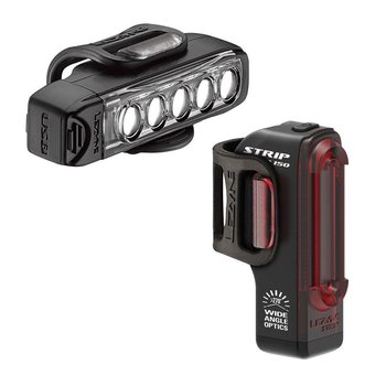 Zestaw lampki LEZYNE STRIP DRIVE przód 400 lumenów, STRIP tył 150 lumenów, usb czarne - Lezyne