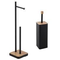 Zestaw Łazienkowy 2-Elementowy - Stojak Na Papier I Szczotka Wc - Czarny Bambus - Yoka