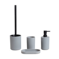 Zestaw łazienkowy AGUA dozownik, kubeczek i szczotka wc szary HOMLA