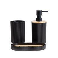 Zestaw łazienkowy CRUZ dozownik, kubeczek mydelniczka czarny HOMLA