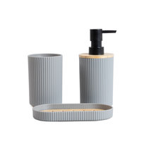 Zestaw łazienkowy CRUZ dozownik, kubeczek mydelniczka szary HOMLA